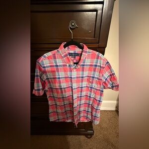 Ralph Lauren Red Pink and Blue Plaid Short-Sleeve Button-Down Shirt